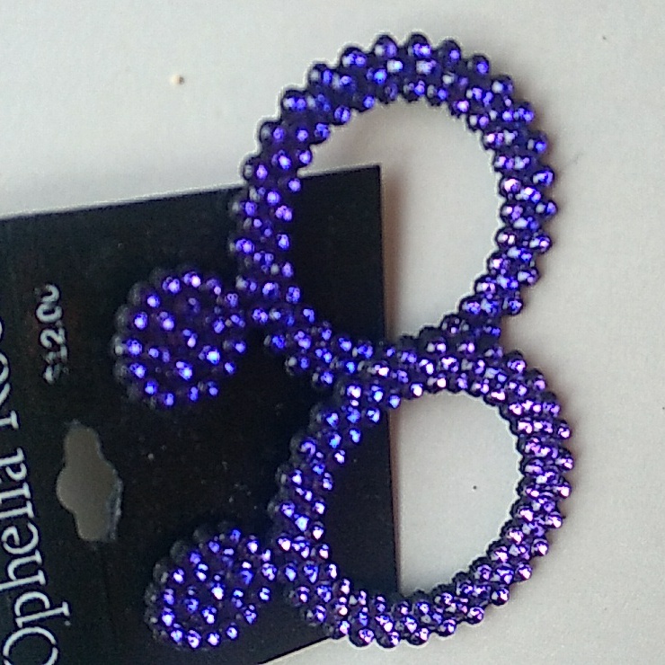 Purple Rhinestone Hoop Earrings